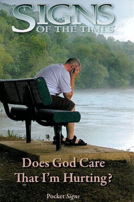 Pocket Signs - Does God Care That I'm Hurting? - Pack of 100 Pocket Signs - Does God Care That I'm Hurting? - Pack of 100